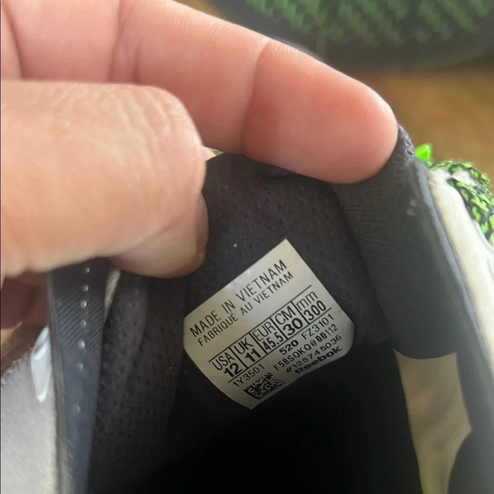 Reebok White and Neon Green Athletic Shoes